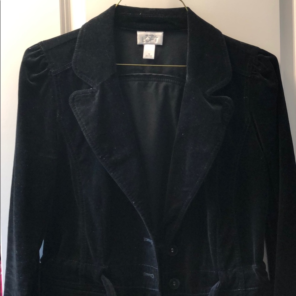 Faux velvet LOFT blazer in black